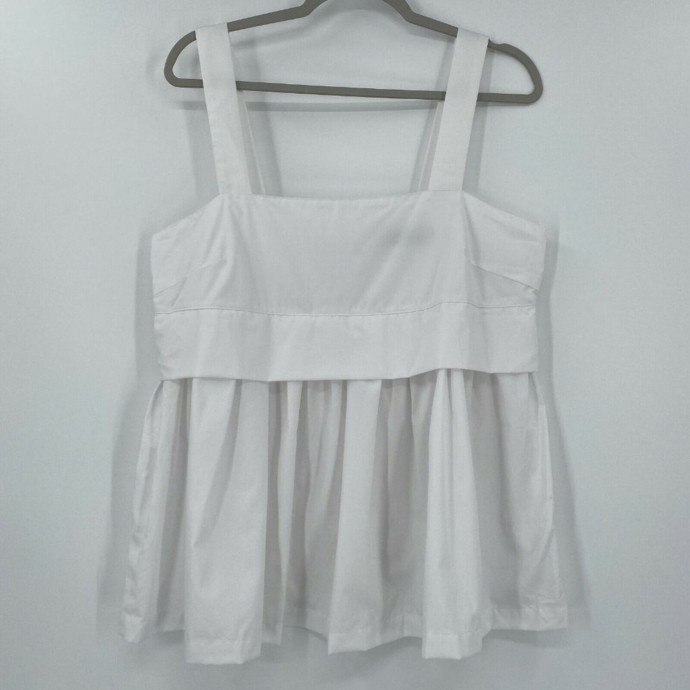 Pomander Place Tuckernuck Women's White Patti Sleeveless Top Babydoll Blouse S